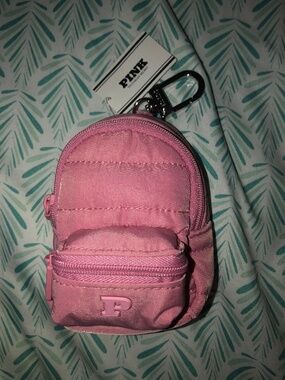 NWT Victoria’s Secret PINK Mini Bookbag Charm Keychain in Pink